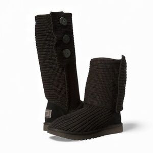 UGG Women's Classic Cardy Brown Knit Sheepskin Casual Tall Boots Size 5